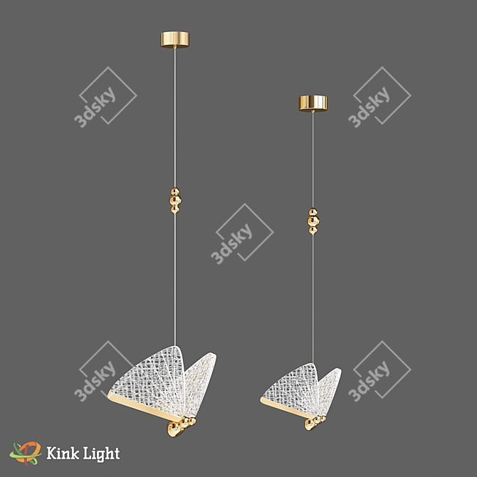 Golden Butterfly Pendant Light 3D model image 2