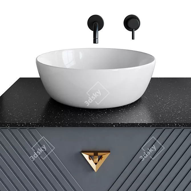 Modern Grey and White Bathroom Furniture Set 3D model image 6