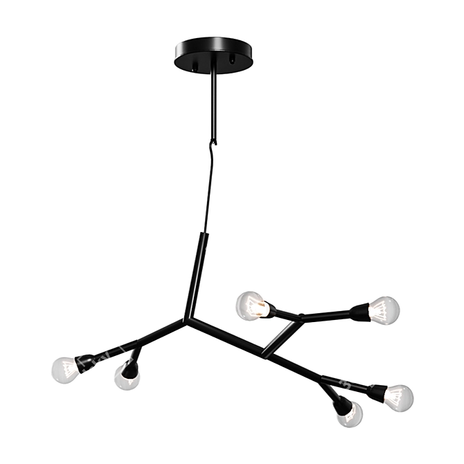 "Electron" Rod Chandelier: Sleek and Stylish Loft Lighting 3D model image 1