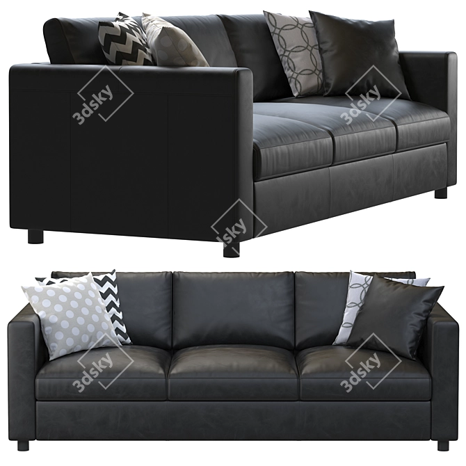 Sleek Ikea Finnala Leather Sofa 3D model image 2