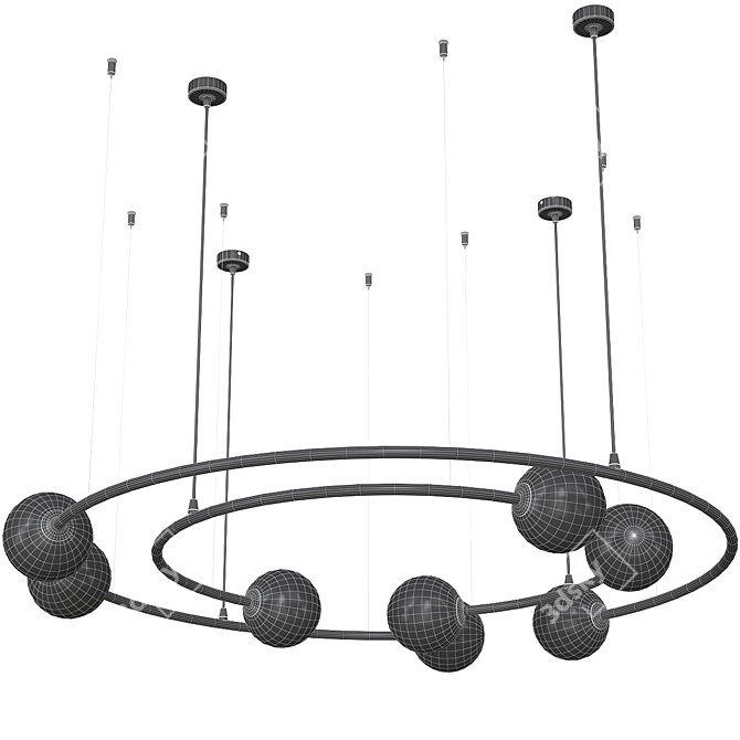Celestial Halo Pendant - Gold & Black 3D model image 4