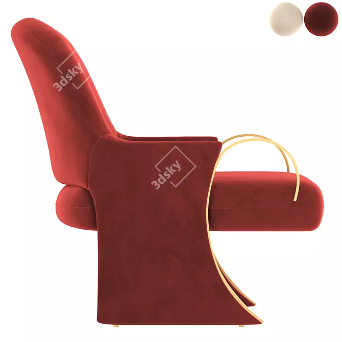 Revamped Art Deco Lounge Chair 3D model image 4