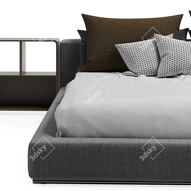 Groundpiece Fabric Double Bed 3D model image 2