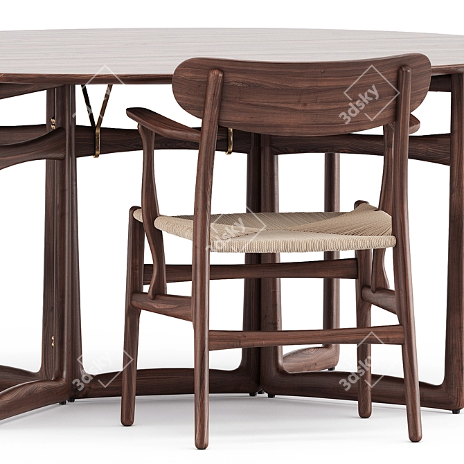 Modern Scandinavian CH26 Chair & Drop Leaf HM6 Table 3D model image 3