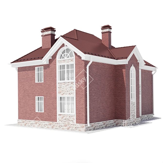 Modern Two-Story Cottage with Terrace 3D model image 6