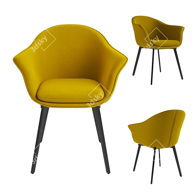 Vintage Quilda Dining Armchair in Mustard Yellow 3D model image 9