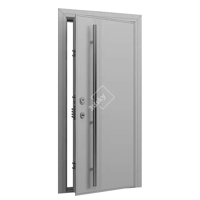 Aviation-Grade Domani Solid Entry Doors 3D model image 3