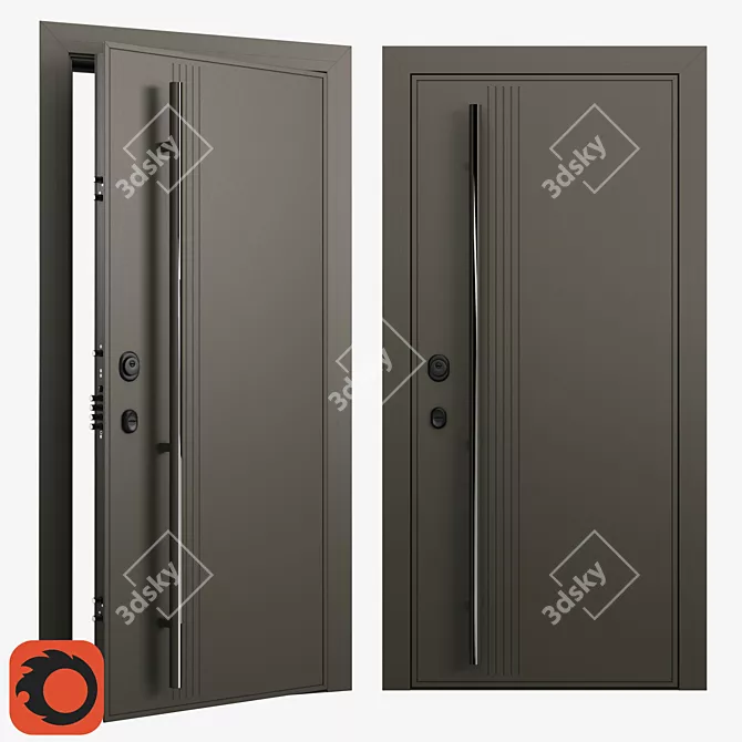 Aviation-Grade Domani Solid Entry Doors 3D model image 4