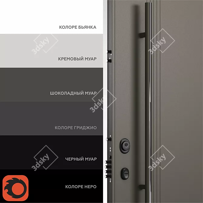 Aviation-Grade Domani Solid Entry Doors 3D model image 5