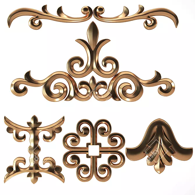 Elegant Trim Ornament: 8k Alpha 3D model image 1