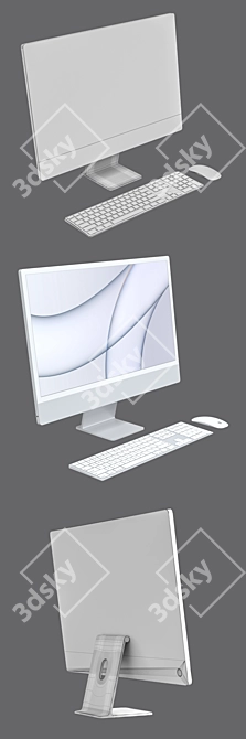 Apple iMac M1 24: Sleek Design with Magic Keyboard & Mouse 3D model image 6