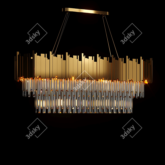 Elegant Gold Plated Crystal Chandelier 3D model image 1