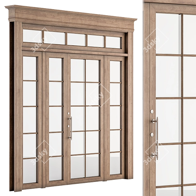 Neo Classic Glass & Wood Door 3D model image 1