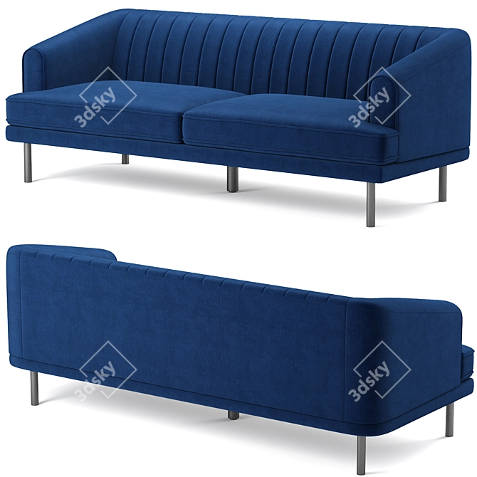 Luxurious Rory Velvet Sofa: Meridian Furnit. 3D model image 2