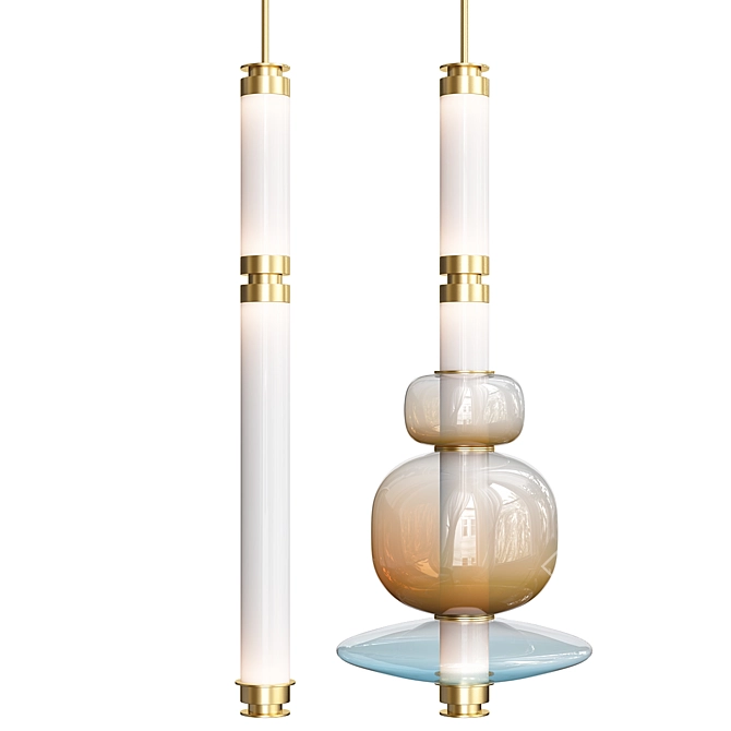 Lustrous Luna Vertical Pendant 3D model image 1