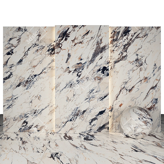 Breccia Glossy Marble: Elegant Texture for Versatile Applications 3D model image 1