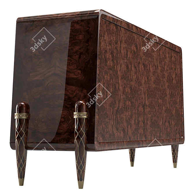 Elegant Tiger Eye Walnut Chest 3D model image 6