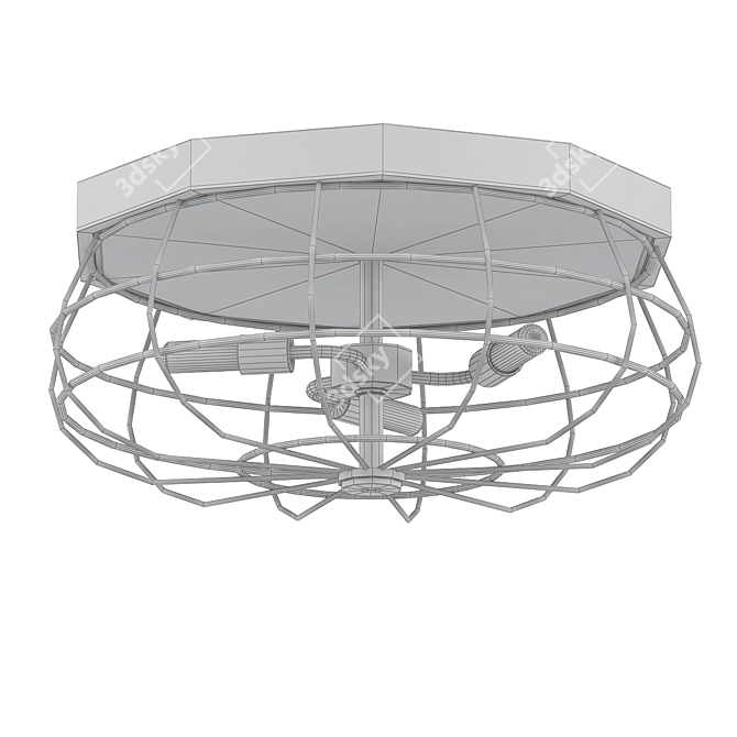 Bronze Industrial Cage Ceiling Light 3D model image 2