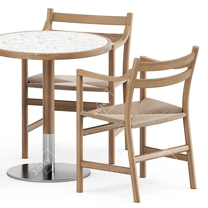 Scandinavian Charm: CH46 & CH47 Chairs + Briscola Table 3D model image 2