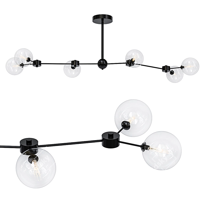 Sleek Black Ceiling Light: Aurelia 3D model image 1