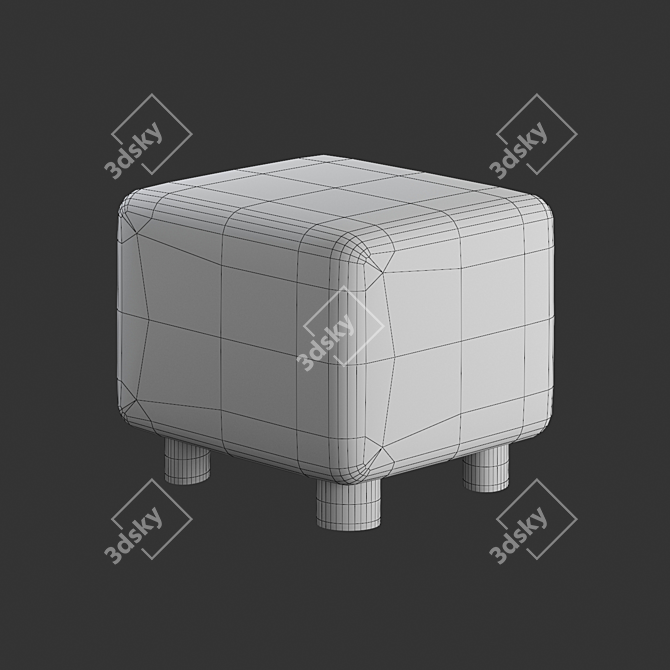 Luxurious Mongolian Sheepskin Ottoman 3D model image 3