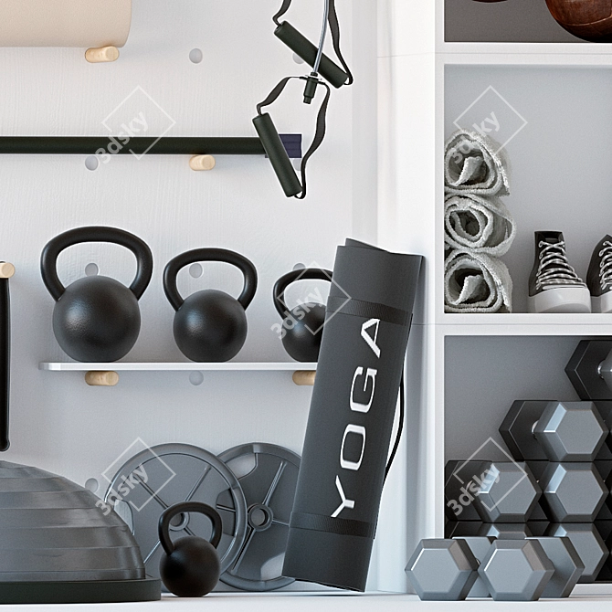 Versatile Home Gym Equipment Storage 3D model image 3