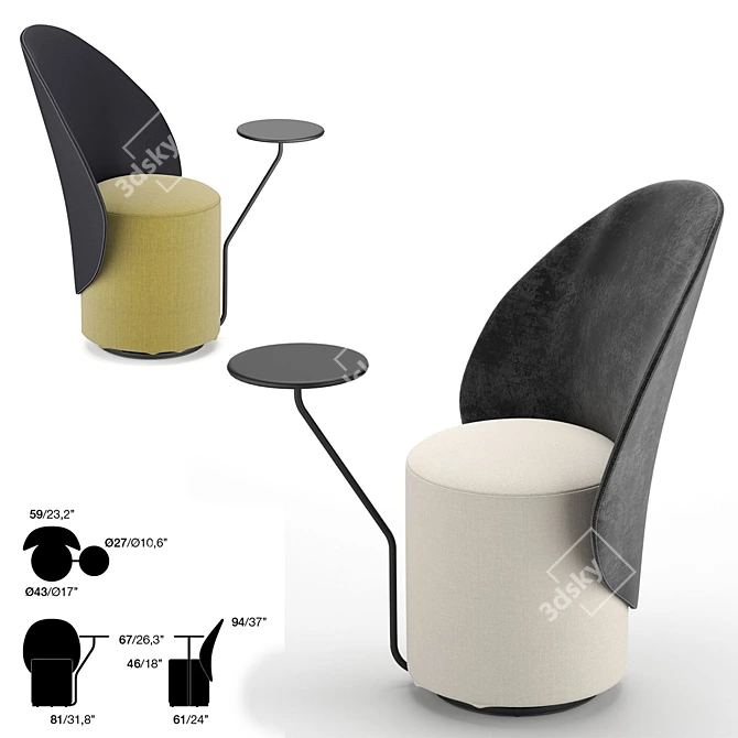 Compact LOOMI Armchair by Opinion Ciatti 3D model image 2