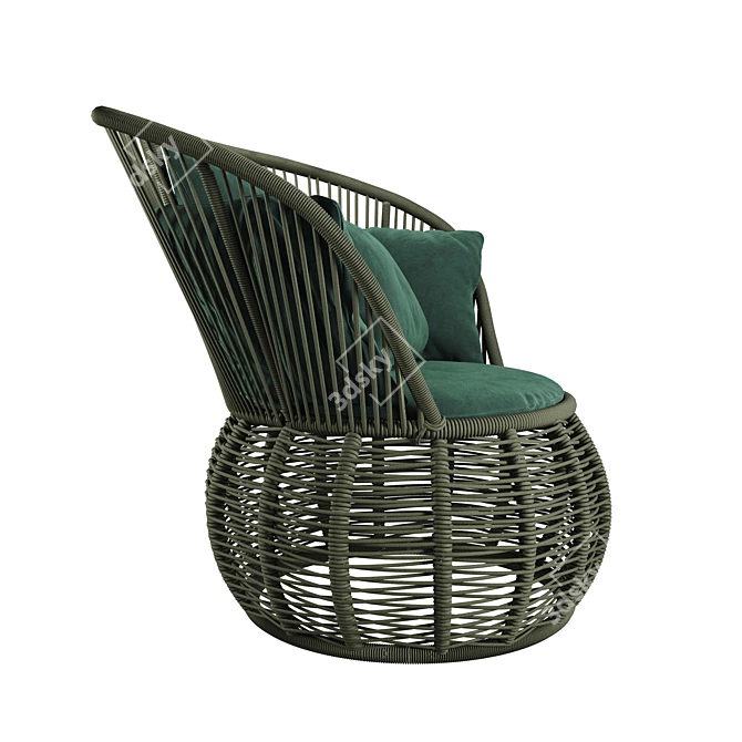 Brazilian Boho Rattan Armchair 3D model image 4