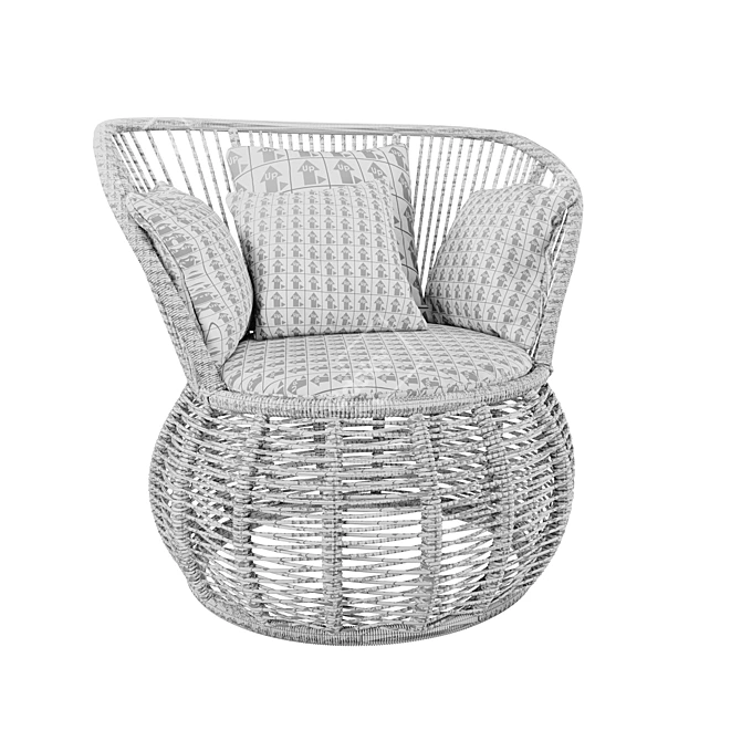 Brazilian Boho Rattan Armchair 3D model image 5