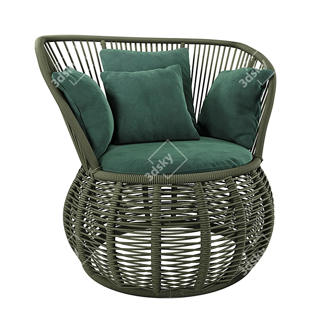 Brazilian Boho Rattan Armchair 3D model image 7