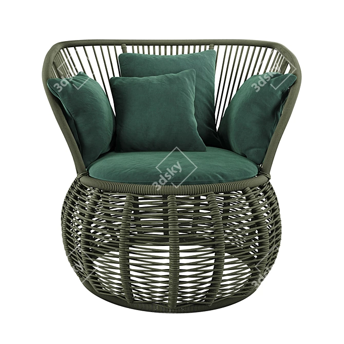 Brazilian Boho Rattan Armchair 3D model image 9