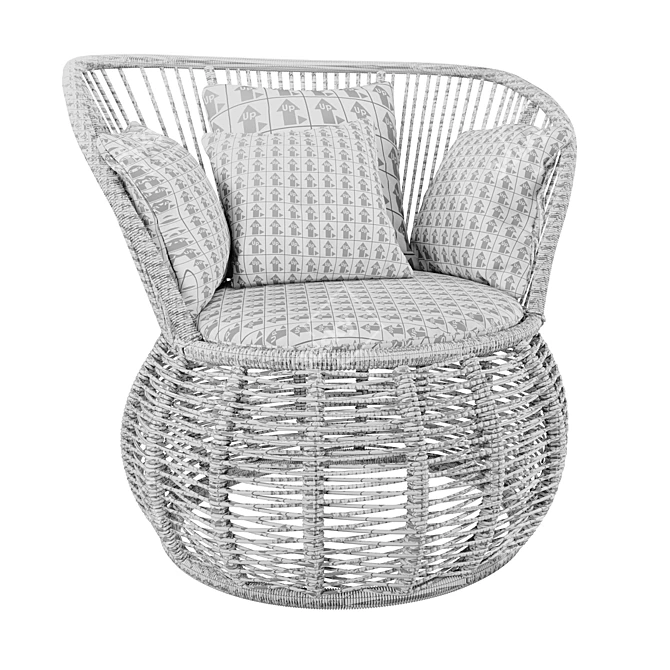 Brazilian Boho Rattan Armchair 3D model image 11