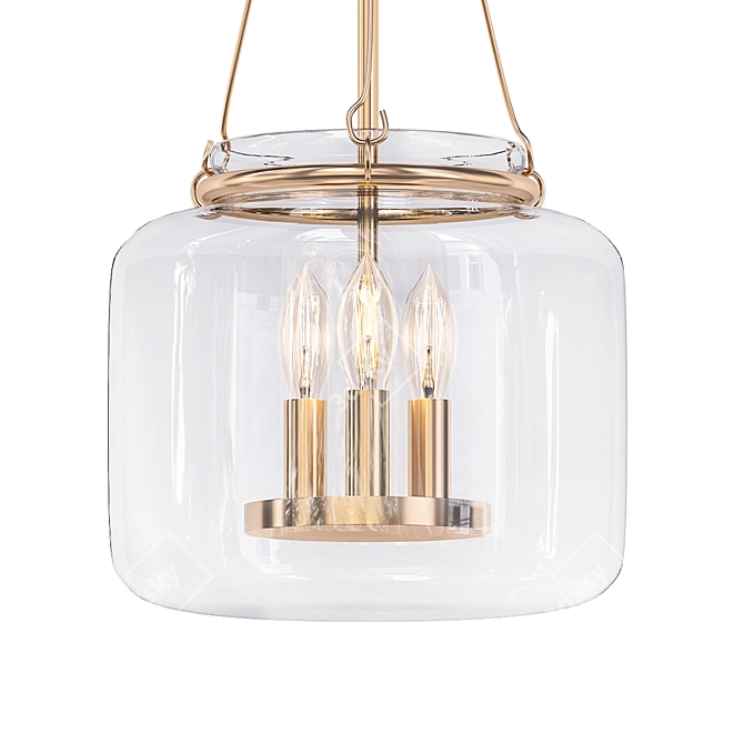 Hand Blown Glass Lantern Pendant 3D model image 1