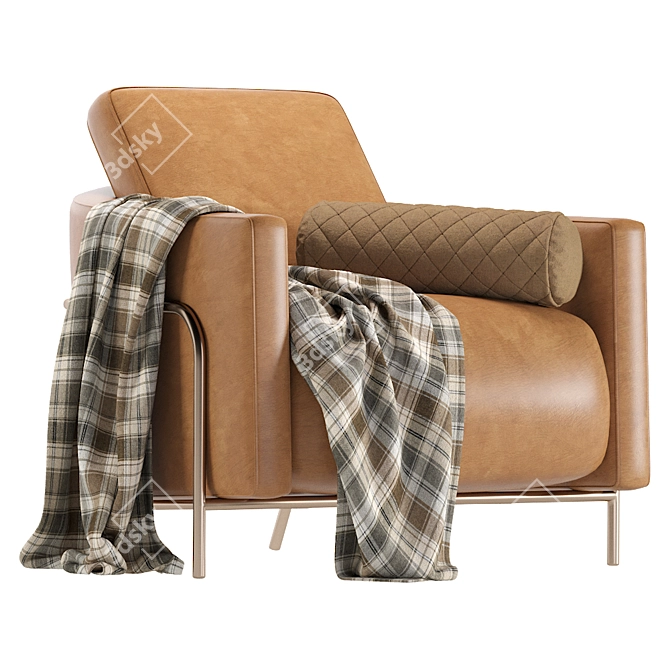 Luxury Giulia Leather Armchair 3D model image 1