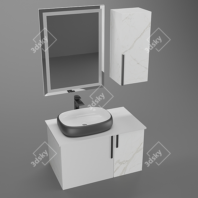 Elegant Bathroom Set 3D model image 2