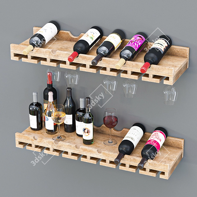 Elegant Wine Bottle Set 3D model image 5