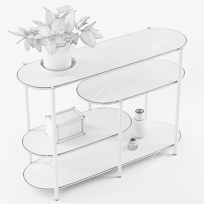 Sleek Metal Storage Shelf 3D model image 6