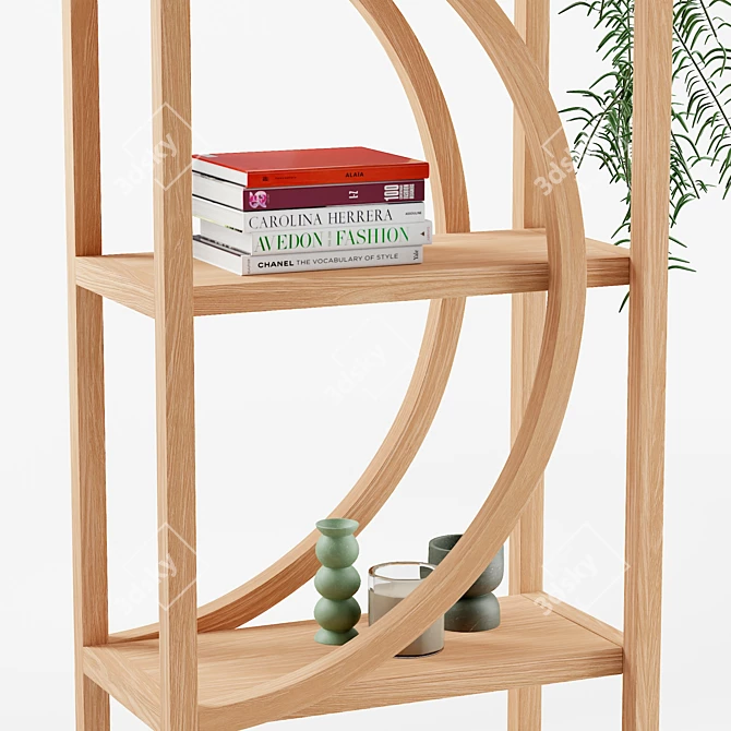 Geometric Ash Wood Bookshelf 3D model image 4