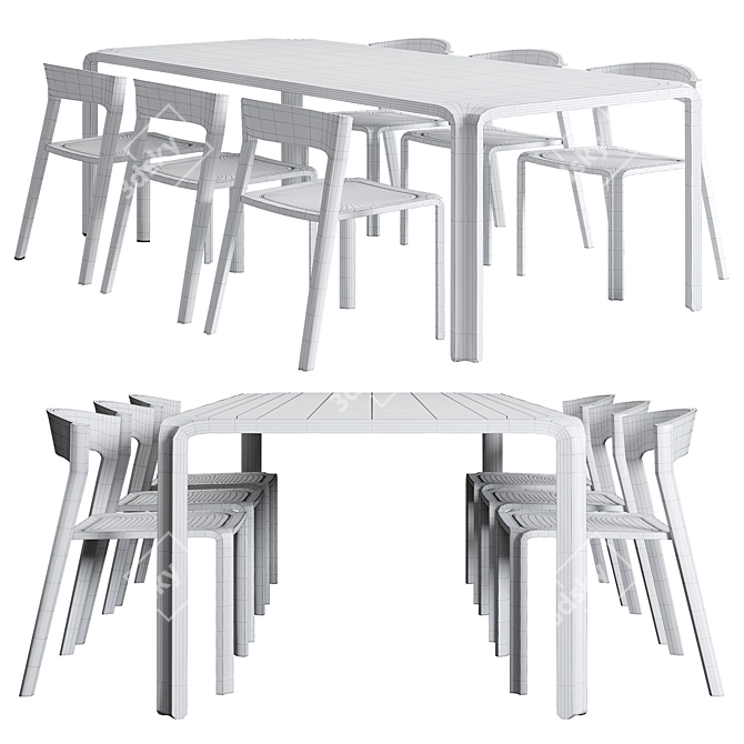 Primum Modern Dining Set 3D model image 2