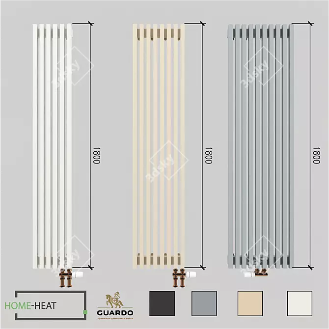 Guardo Retta 3P Set: Vertical Radiators 3D model image 1