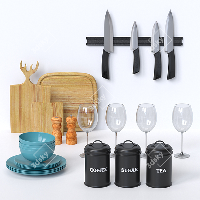 Premium Kitchen Set: Elegant and Versatile 3D model image 1