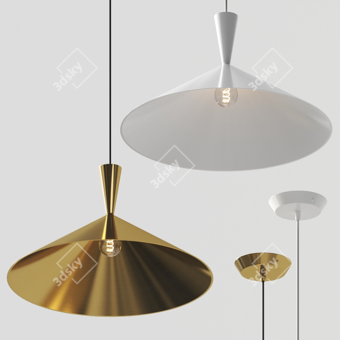 Vintage Brass Pendant Light 3D model image 1