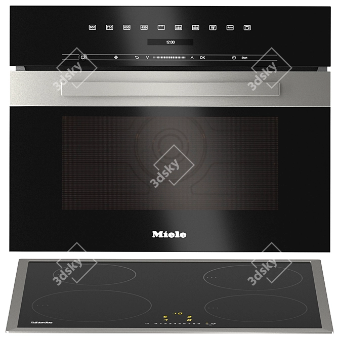 Miele Kitchen Appliances Set: Fridge, Oven, Microwave, Hood & Induction 3D model image 4