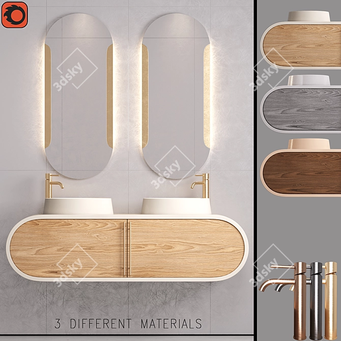 Modern Bath Cabinet Set 05 3D model image 1