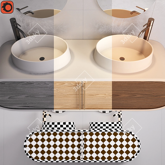 Modern Bath Cabinet Set 05 3D model image 3