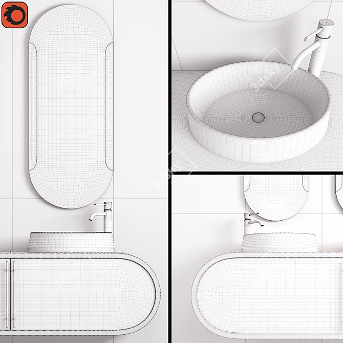 Modern Bath Cabinet Set 05 3D model image 4