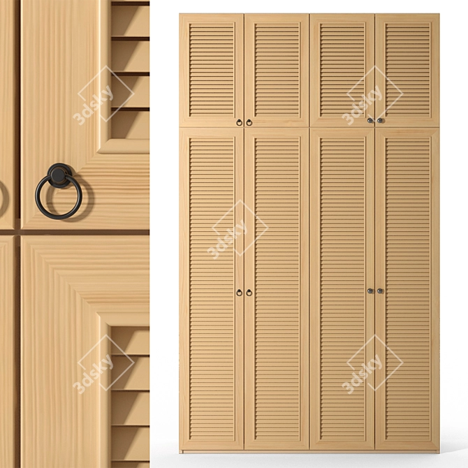 Modern Beige Wardrobe with Two Handle Options 3D model image 1