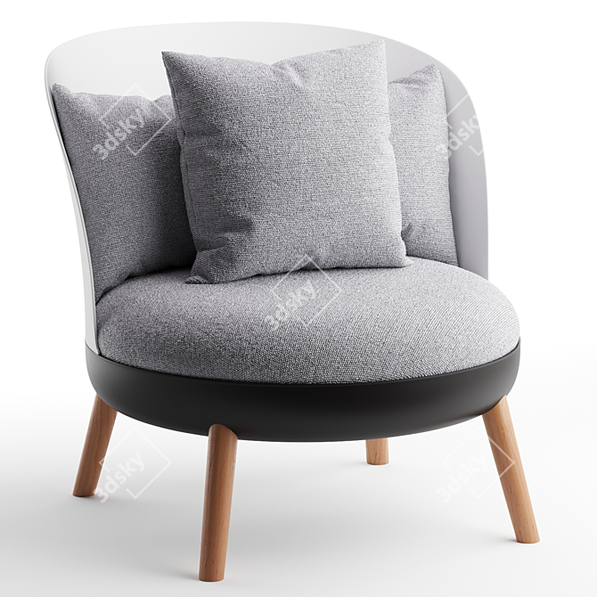 Cherry Gray Armchair with Ottoman 3D model image 1