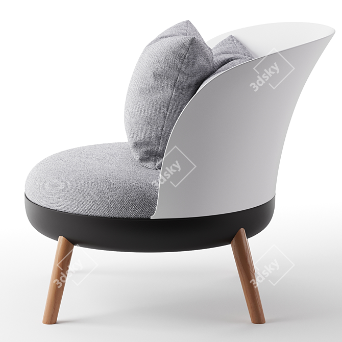 Cherry Gray Armchair with Ottoman 3D model image 3