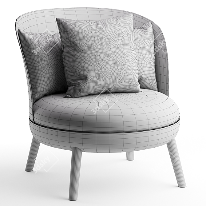 Cherry Gray Armchair with Ottoman 3D model image 5